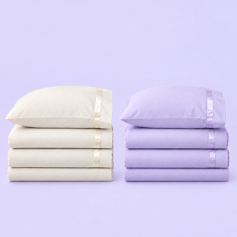 Ivory and lavender sheet sets