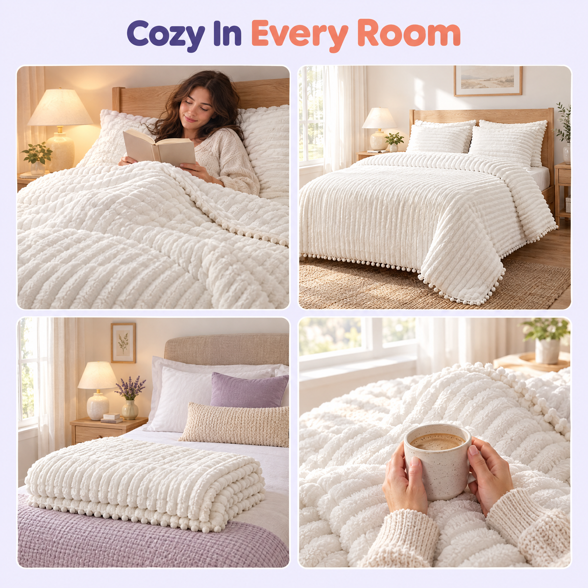 The Cloudline comforter styled in four different rooms